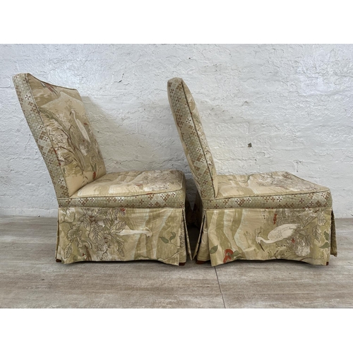 168 - A pair of Oriental style fabric upholstered bedroom chairs - approx. 84cm high x 53cm wide x 55cm de... 