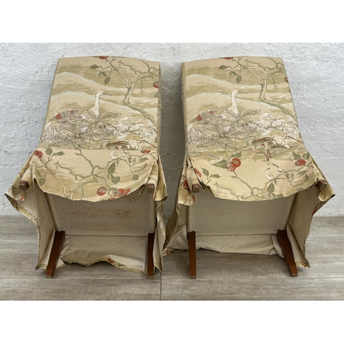 168 - A pair of Oriental style fabric upholstered bedroom chairs - approx. 84cm high x 53cm wide x 55cm de... 