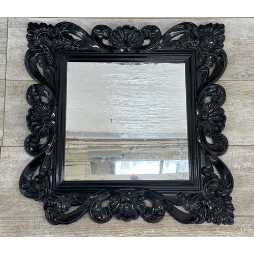 18 - Four French style plastic framed wall mirrors - largest approx. 138cm high x 82cm wide