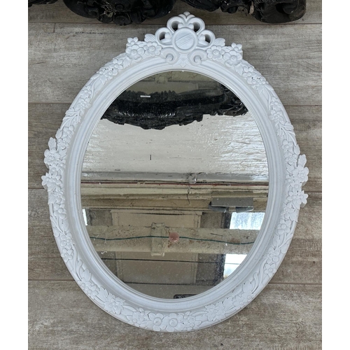 18 - Four French style plastic framed wall mirrors - largest approx. 138cm high x 82cm wide