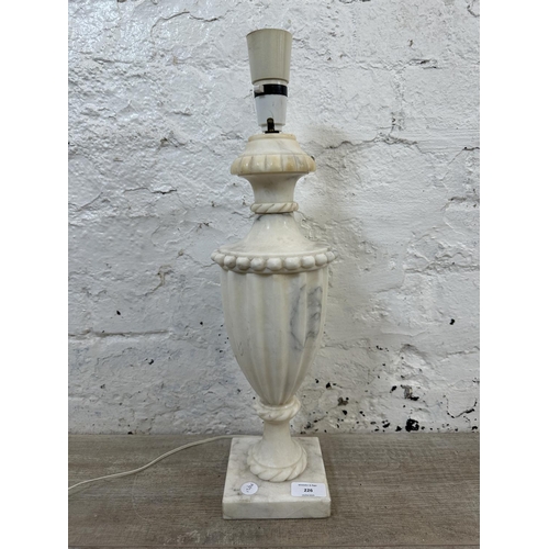 226 - An Italian alabaster fluted urn table lamp - approx. 49cm high