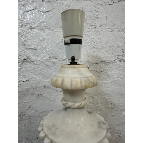 226 - An Italian alabaster fluted urn table lamp - approx. 49cm high