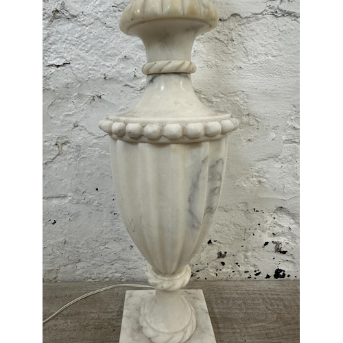 226 - An Italian alabaster fluted urn table lamp - approx. 49cm high