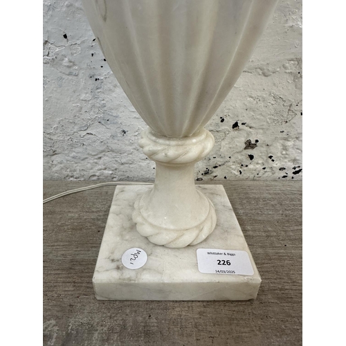 226 - An Italian alabaster fluted urn table lamp - approx. 49cm high