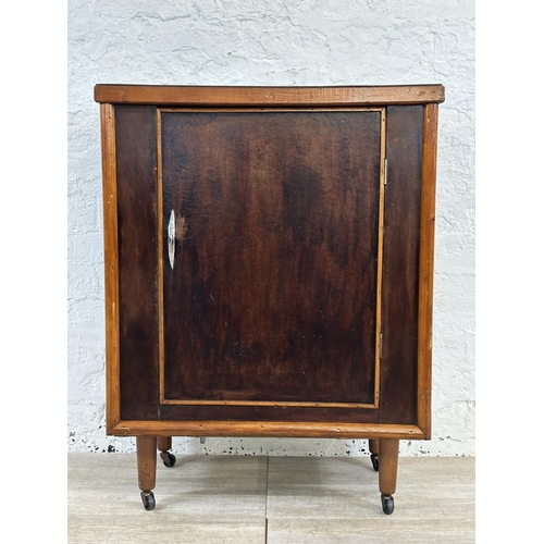 227 - A mid 20th century bespoke stained plywood cabinet - approx. 92cm high x 70cm wide x 42cm deep