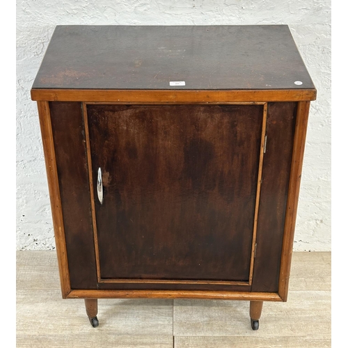 227 - A mid 20th century bespoke stained plywood cabinet - approx. 92cm high x 70cm wide x 42cm deep