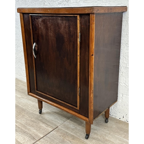 227 - A mid 20th century bespoke stained plywood cabinet - approx. 92cm high x 70cm wide x 42cm deep