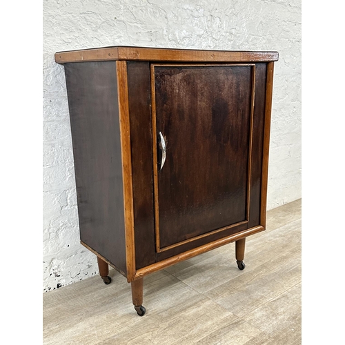 227 - A mid 20th century bespoke stained plywood cabinet - approx. 92cm high x 70cm wide x 42cm deep