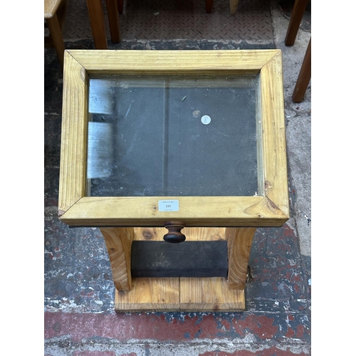 235 - A pine display case on stand - approx. 82cm high x 44cm wide x 36cm deep