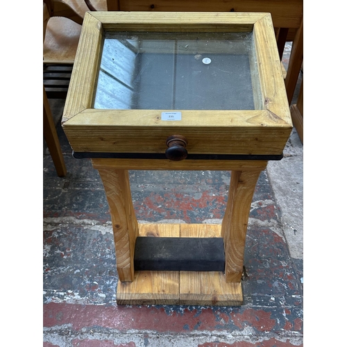 235 - A pine display case on stand - approx. 82cm high x 44cm wide x 36cm deep