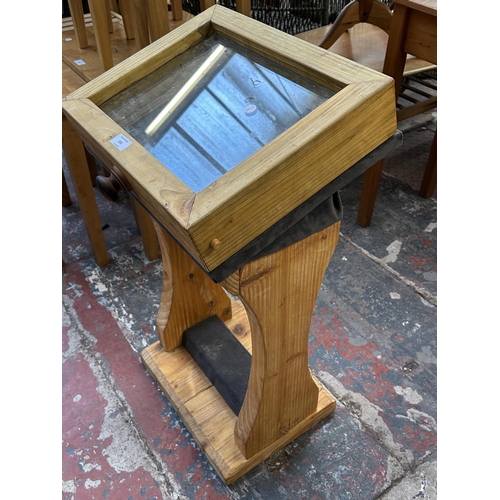 235 - A pine display case on stand - approx. 82cm high x 44cm wide x 36cm deep