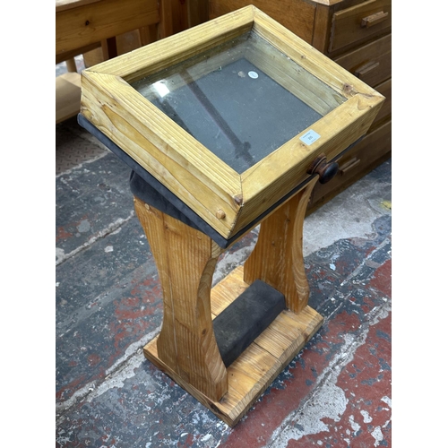 235 - A pine display case on stand - approx. 82cm high x 44cm wide x 36cm deep