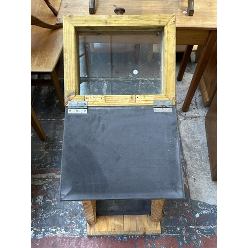 235 - A pine display case on stand - approx. 82cm high x 44cm wide x 36cm deep