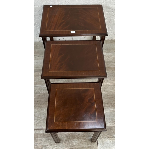 27 - A Georgian style inlaid mahogany nest of three tables - approx. 53cm high x 56cm wide x 40cm deep