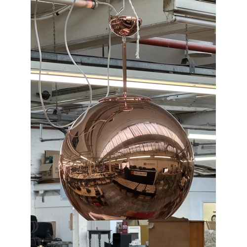 315 - A pair of Tom Dixon plastic copper effect pendant lights - approx. 68cm drop x 38cm diameter