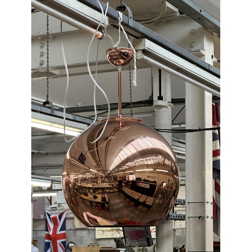 315 - A pair of Tom Dixon plastic copper effect pendant lights - approx. 68cm drop x 38cm diameter