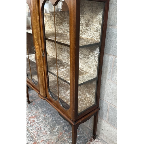 32 - An Edwardian inlaid mahogany display cabinet - approx. 169cm high x 114cm wide x 35cm deep