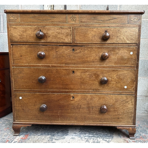 36 - A George III inlaid mahogany chest of drawers - approx. 106cm high x 109cm wide x 50cm deep