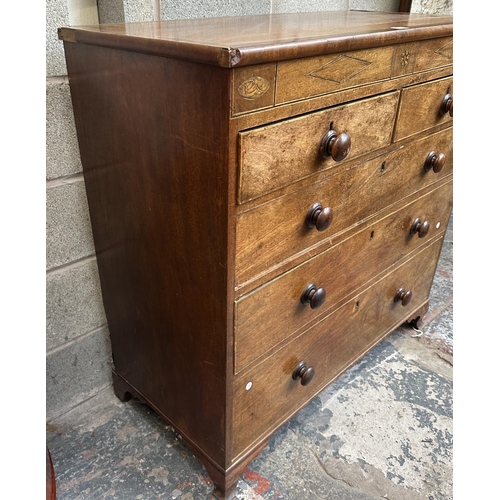 36 - A George III inlaid mahogany chest of drawers - approx. 106cm high x 109cm wide x 50cm deep