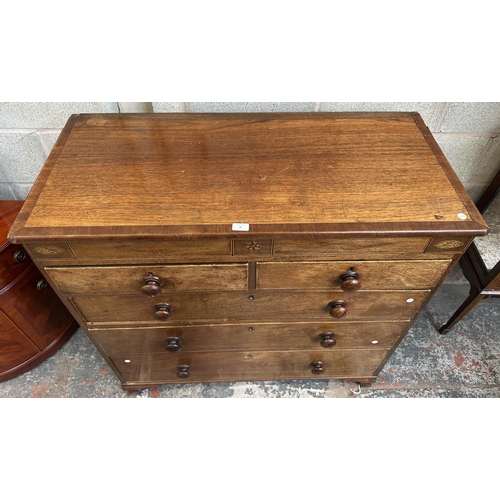 36 - A George III inlaid mahogany chest of drawers - approx. 106cm high x 109cm wide x 50cm deep