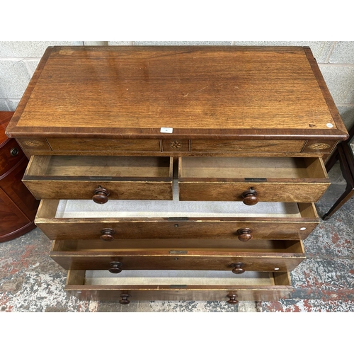 36 - A George III inlaid mahogany chest of drawers - approx. 106cm high x 109cm wide x 50cm deep