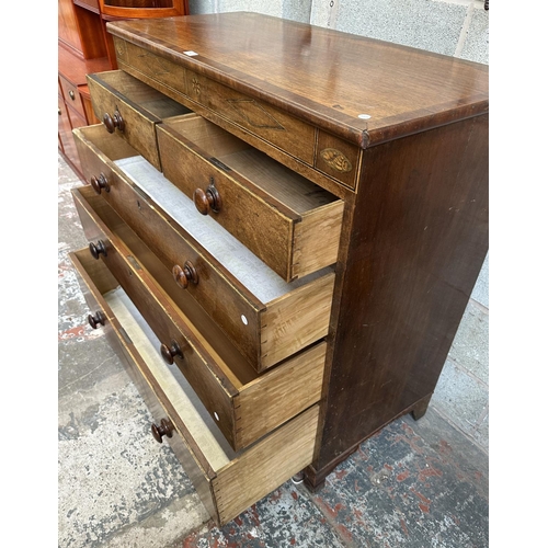 36 - A George III inlaid mahogany chest of drawers - approx. 106cm high x 109cm wide x 50cm deep