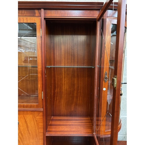 37 - A Beresford & Hicks mahogany display unit - approx. 195cm high x 265cm wide x 45cm deep