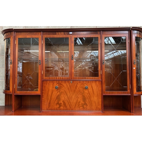 37 - A Beresford & Hicks mahogany display unit - approx. 195cm high x 265cm wide x 45cm deep