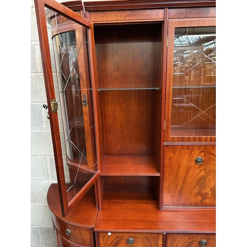 37 - A Beresford & Hicks mahogany display unit - approx. 195cm high x 265cm wide x 45cm deep