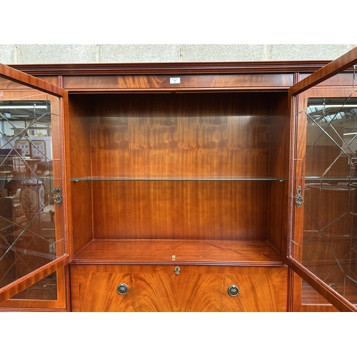 37 - A Beresford & Hicks mahogany display unit - approx. 195cm high x 265cm wide x 45cm deep