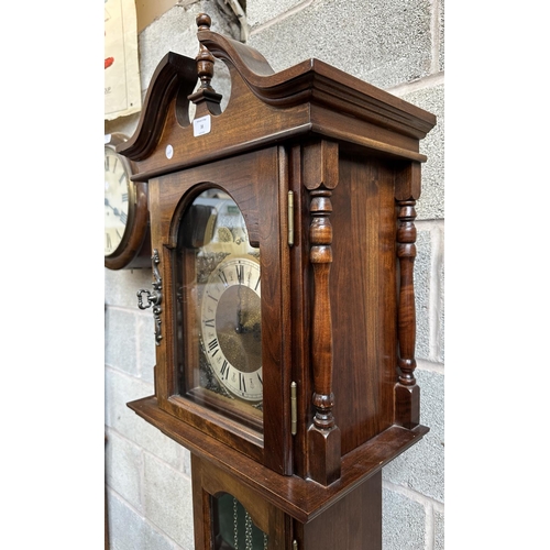 38 - A late 20th century Emperor mahogany cased grandfather clock with pendulum and weights - approx. 190... 