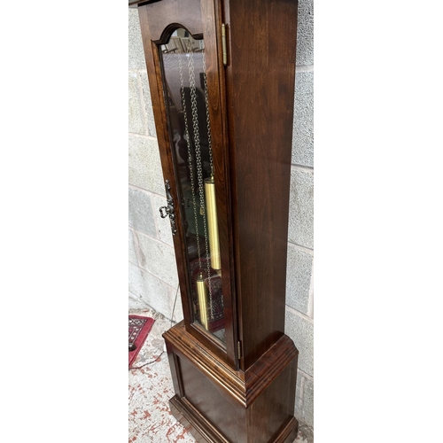 38 - A late 20th century Emperor mahogany cased grandfather clock with pendulum and weights - approx. 190... 