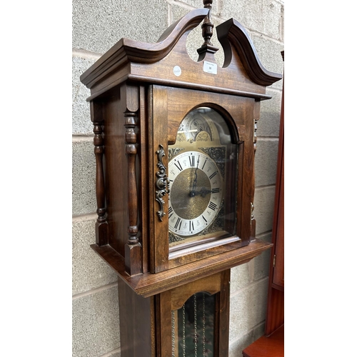 38 - A late 20th century Emperor mahogany cased grandfather clock with pendulum and weights - approx. 190... 