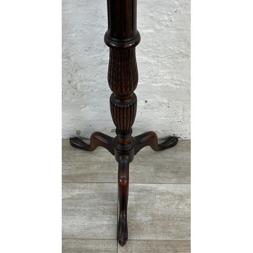 40 - A 19th century style carved mahogany tripod pedestal torchère - approx. 123cm high x 29cm diameter