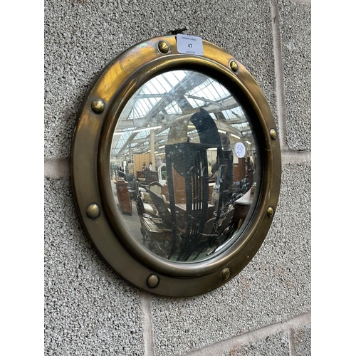 47 - Two brass framed convex wall mirrors - largest approx. 33cm diameter