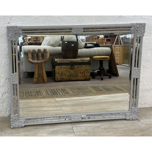 5 - A 19th century style grey painted framed bevelled edge wall mirror - approx. 88cm high x 118cm wide