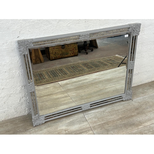 5 - A 19th century style grey painted framed bevelled edge wall mirror - approx. 88cm high x 118cm wide