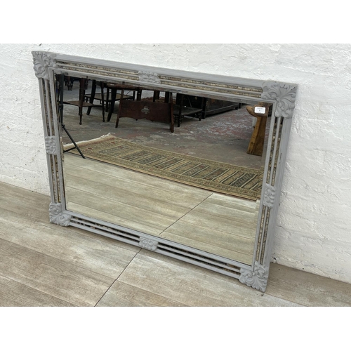 5 - A 19th century style grey painted framed bevelled edge wall mirror - approx. 88cm high x 118cm wide