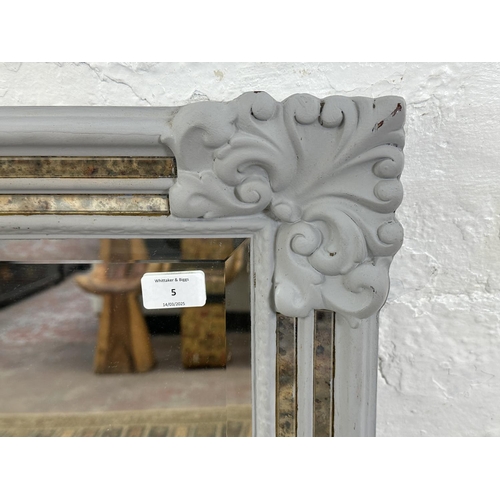 5 - A 19th century style grey painted framed bevelled edge wall mirror - approx. 88cm high x 118cm wide