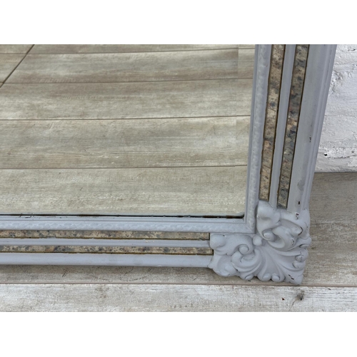 5 - A 19th century style grey painted framed bevelled edge wall mirror - approx. 88cm high x 118cm wide