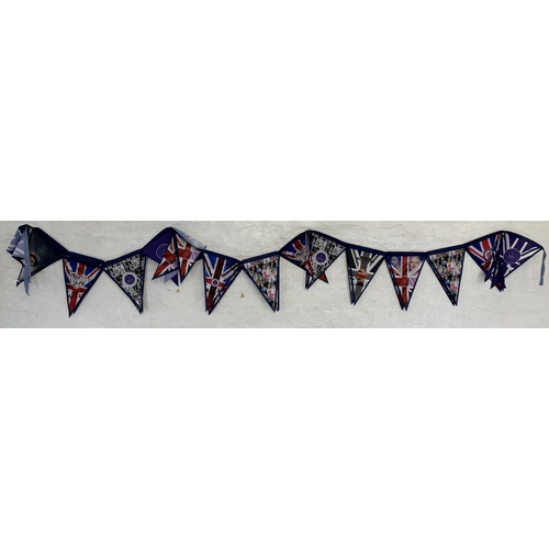 50 - Three items, one length of The Queen's Platinum Jubilee bunting and two Union Jack flags - largest a... 