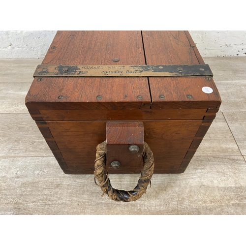 55 - A 19th century Cunard White Star Ltd. Pursers Dept. teak and brass sea chest - approx. 32cm high x 6... 