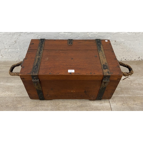 55 - A 19th century Cunard White Star Ltd. Pursers Dept. teak and brass sea chest - approx. 32cm high x 6... 