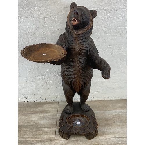 56 - A late 19th/early 20th century Black Forest carved wooden bear free standing umbrella stick stand - ... 