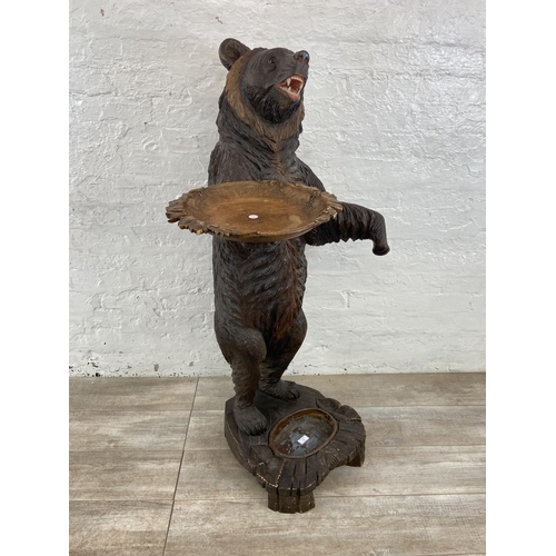 56 - A late 19th/early 20th century Black Forest carved wooden bear free standing umbrella stick stand - ... 