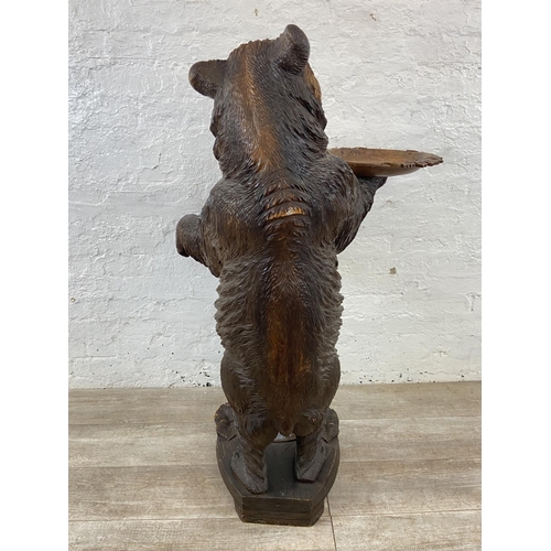 56 - A late 19th/early 20th century Black Forest carved wooden bear free standing umbrella stick stand - ... 