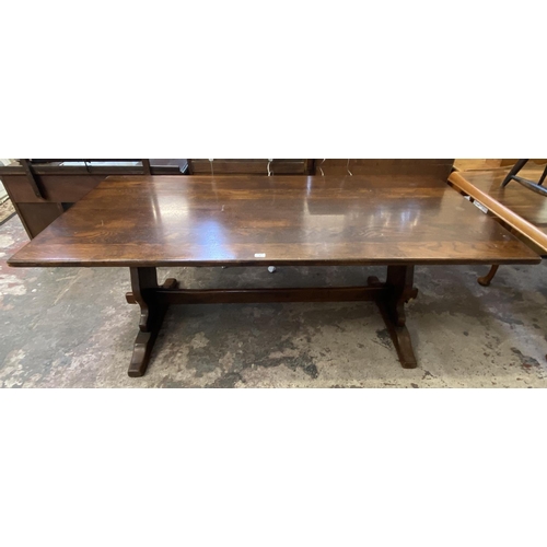 69 - A Titchmarsh & Goodwin style oak refectory table - approx. 75cm high x 93cm wide x 193cm long