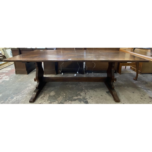 69 - A Titchmarsh & Goodwin style oak refectory table - approx. 75cm high x 93cm wide x 193cm long