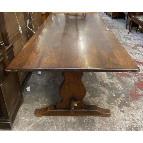 69 - A Titchmarsh & Goodwin style oak refectory table - approx. 75cm high x 93cm wide x 193cm long