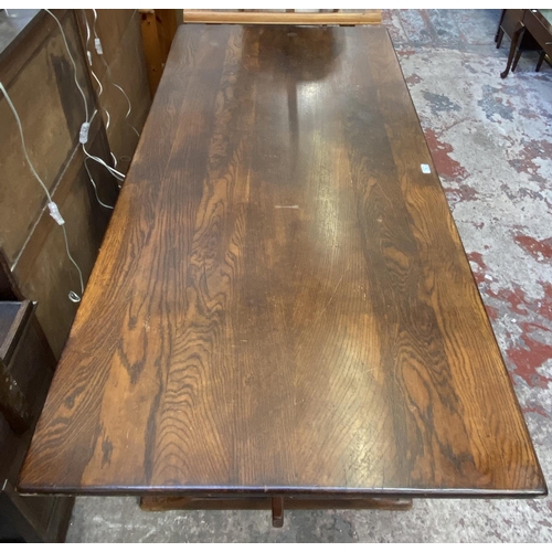 69 - A Titchmarsh & Goodwin style oak refectory table - approx. 75cm high x 93cm wide x 193cm long